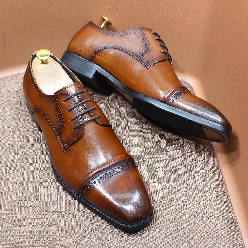 Men'S Shoes Smart - Robusto puntera Oxfords cuero genuino bruñido