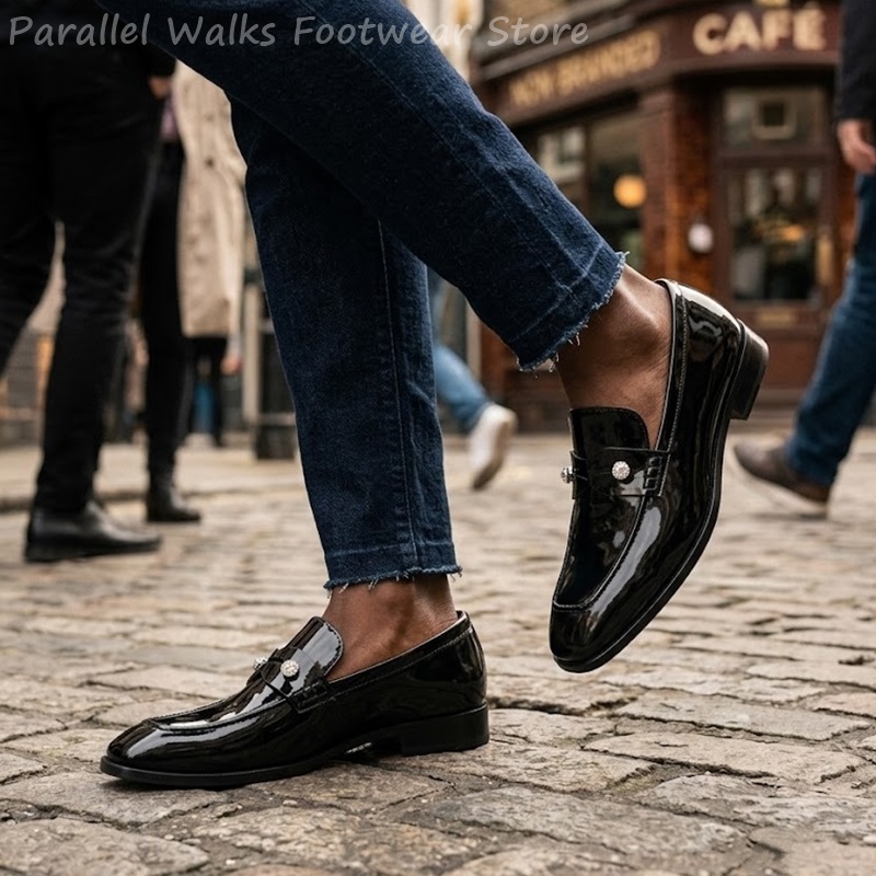 Men'S Shoes Smart - Mocasines de ante sintético negro con