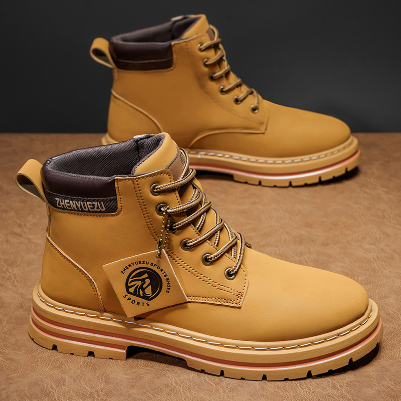 Men'S Shoes With Height Increase - Botas Cortas Retro de Otoño e